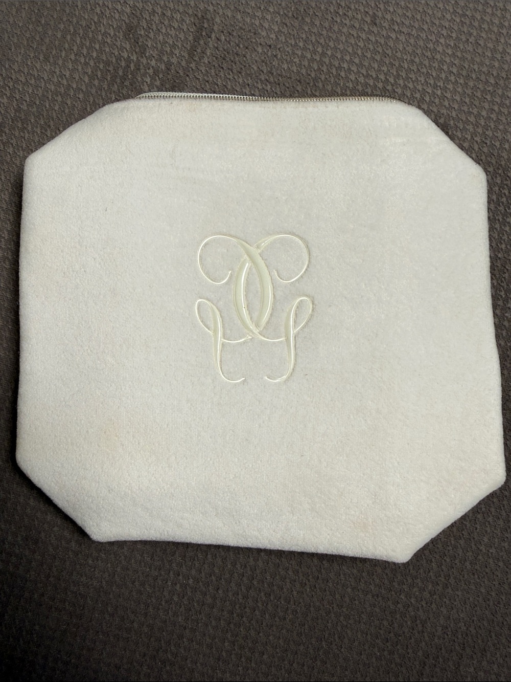 Guerlain Embroidered Cream Velvet Cosmetic Pouch